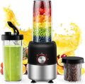 2-in-1 Personal Blender for Smoothies &amp Shakes 500W Portable Blender with 22oz BPA-Free Travel Bottle Coffee &amp Spice Grinder Jar 4-Blade Stainless Steel 3 Speeds Compact &amp Powerful