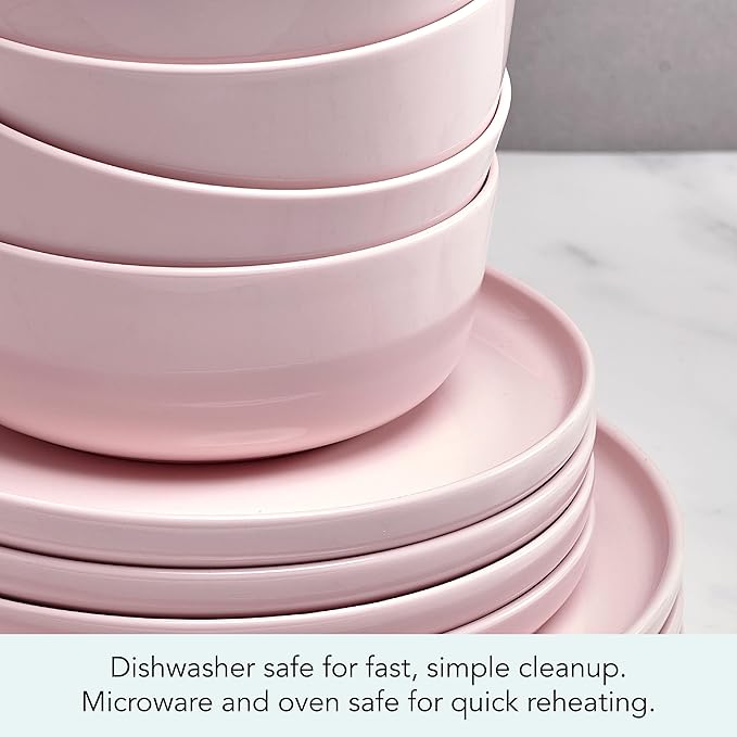 Mikasa Madison Misty Pink Bone China Dinnerware Set 12-Piece Service for 4 Includes Dinner Plates Salad Plates and Cereal Bowls Dishwasher Safe