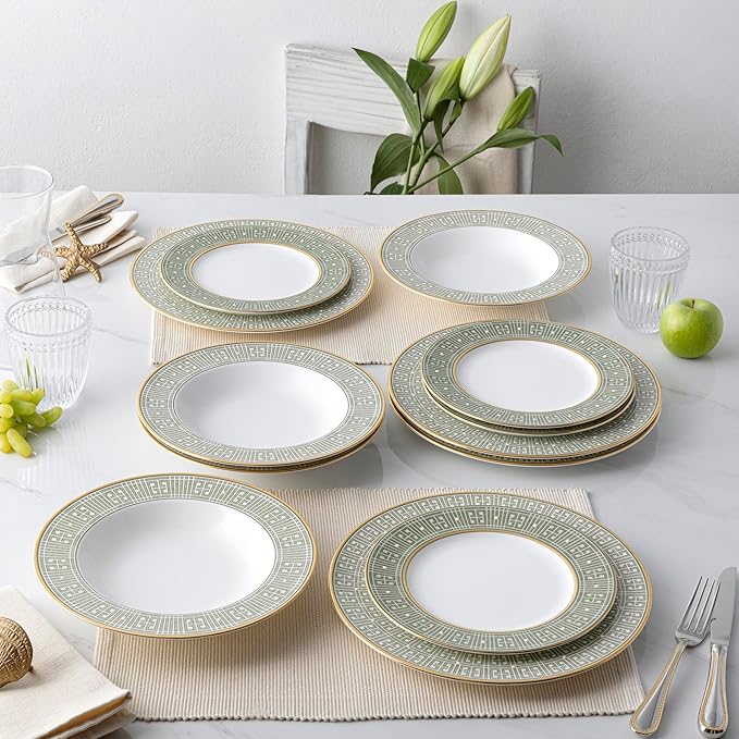 Noritake Infinity Green Gold 12-Piece Dinnereware Set Service for 4