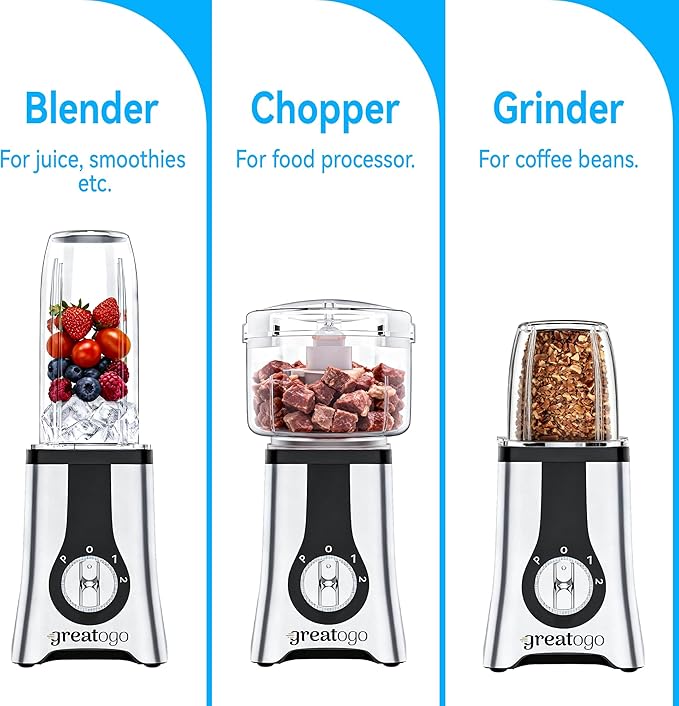 Smoothie Blender Food Processor Combo 13 Piece All-in-One Kitchen System with Grinder Meat Chopper 4 in 1with 4 BPA-Free Cups(10oz-42oz) ShakesBaby FoodBlendingDishwasher SafeIdeal Gift