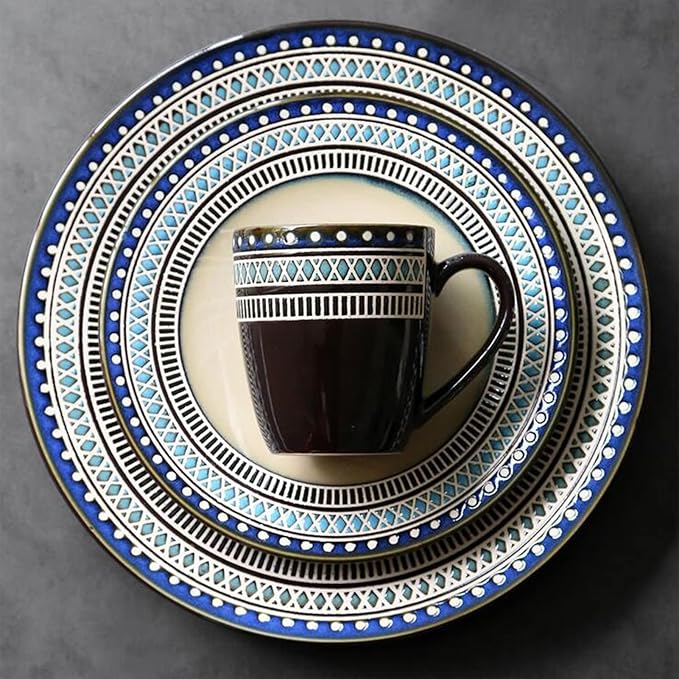 Porcelain Dinnerware Sets 4 Piece Stoneware Dinnerware Set Ceramic Plates and Bowls Sets Dishes Dinner Set with Dinner Plate Dessert Plate Salad Bowl and Mug Se