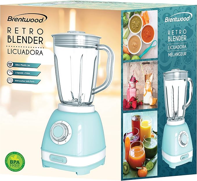 Brentwood Appliances JB-330BL 2-Speed Retro Blender with 50-Ounce Plastic Jar Blue Normal