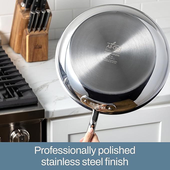 All-Clad D3® Stainless Steel 10 inch Frying Pan Covered- Made in the USA- The Original Bonded Professional Cookware- Oven Safe &amp Induction Compatible