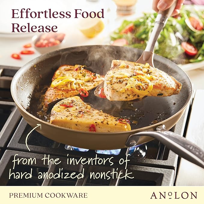 Anolon Ascend Hard Anodized Nonstick Cookware/Pots and Pans Set - Good for All Stovetops (Gas Glass Top Electric &amp Induction) Dishwasher &amp Oven Safe with Stainless Steel Handles 10 Piece -