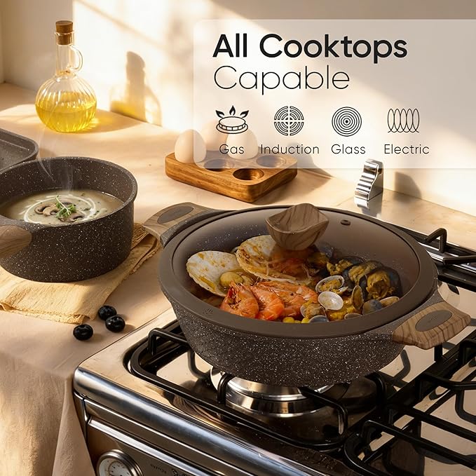 CAROTE 31pcs Pots and Pans Set Non Stick Cookware Set Pots and Pans Induction Cook Ware Nonstick Kitchen Cooking PFOA Free