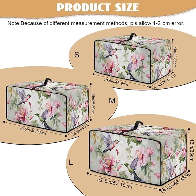 Doojoayie 8 Slice Toaster Cover Hummingbird 8 Slice Small Appliance Covers Stain Resistant &amp Dustproof Kitchen Appliance Protector Flower Print