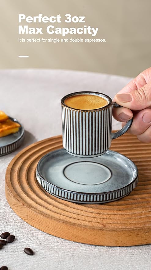 Famiware Star Dinnerware Set and Pasta Bowls with Coffee Mugs Set Service for 4 (20 Pieces) - Stoneware Dinnerware Dishes Smoky Blue