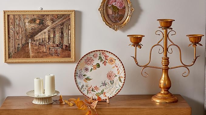 Bico Blooming Moment Ceramic 12 pcs Dinnerware Set Service for 4 Inclusive of 11 inch Dinner Plates 8.75 inch Salad Plates and 26oz Cereal Bowls for Party Microwave &amp Dishwasher Safe