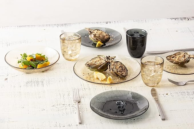 Fortessa Los Cabos Glass Dinnerware Collection Dessert Snack Bowl (Set of 4) 5 Inch/12.5oz Shadow