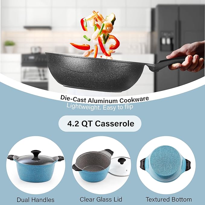 Cook N Home 6-Piece Nonstick Ceramic Coating Cookware Set Multicolor