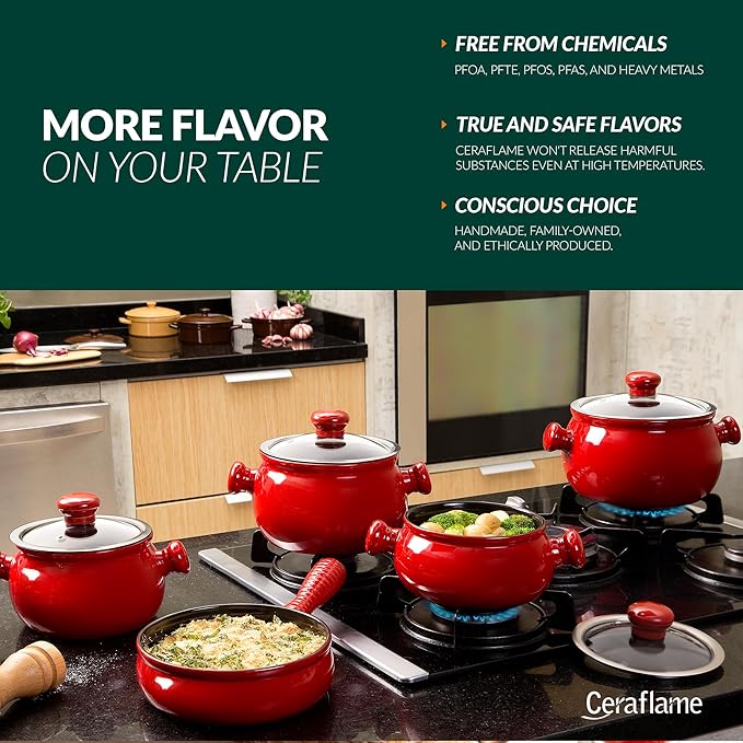 100% Ceramic Non Toxic Healthy Longlasting Lightweight Cookware Set - Oven Safe Up to 1200F Dishwasher Safe - PFAS PTFE PFOA PFOS - Cocoa Brown