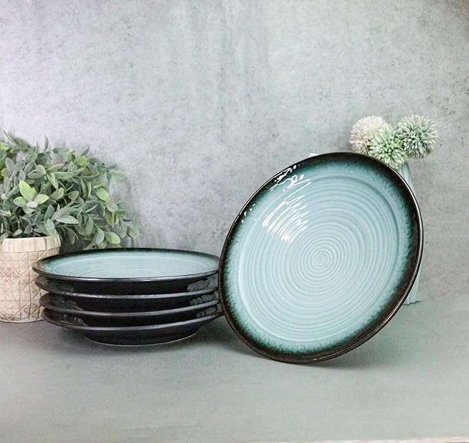 Ebros Gift Blue Sky Stars Artistic Seikai Porcelain Collection Dinnerware Serveware Kitchenware Set Asian Japanese Dining Restaurant Supply (Pack Of 5 Large Round Dinner Plates 10D)
