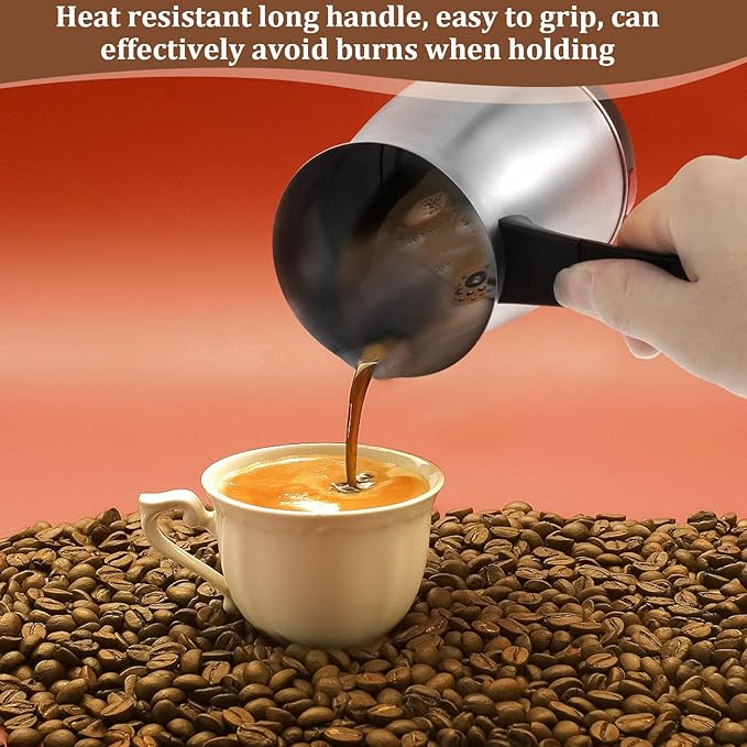 Turkish Coffee Pot 600ml Turkish Coffee Maker 5 to 6 Cups Capacity 110V Stainless Steel Electric Coffee Machine with Handle for Home Kitchen &amp Travel - Quick Brew