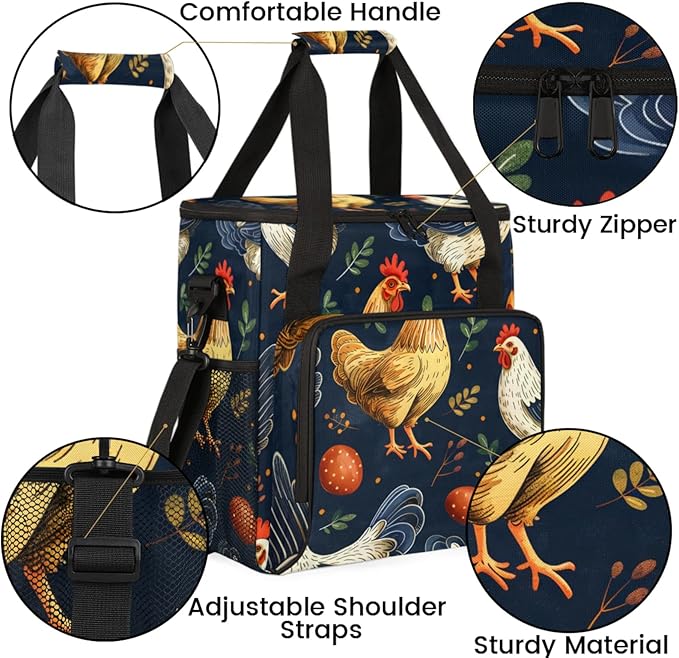 Chicken Egg Leaf Coffee Maker Travel Bag for Keurig K-Mini/K-Mini Plus Insulated Waterproof Tote with Pockets for K-Cup Portable Single-Serve Brewer Case