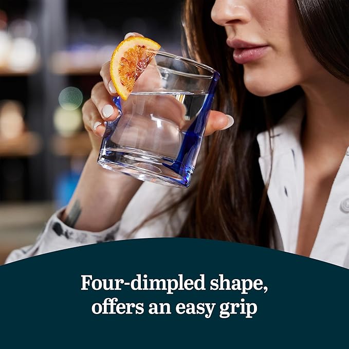 Libbey Blue Ribbon Rock Glasses Set Artisan-Inspired Four-Dimple Shaped Glass Cups Dishwasher Safe Whiskey Glasses Set of 8 for Dinners Parties