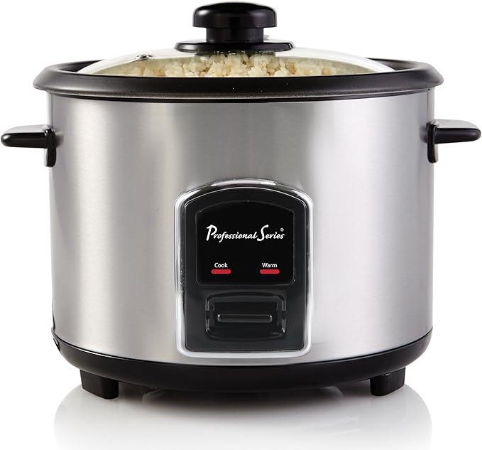 6-Cup Rice Cooker with Glass Lid Stainless Steel