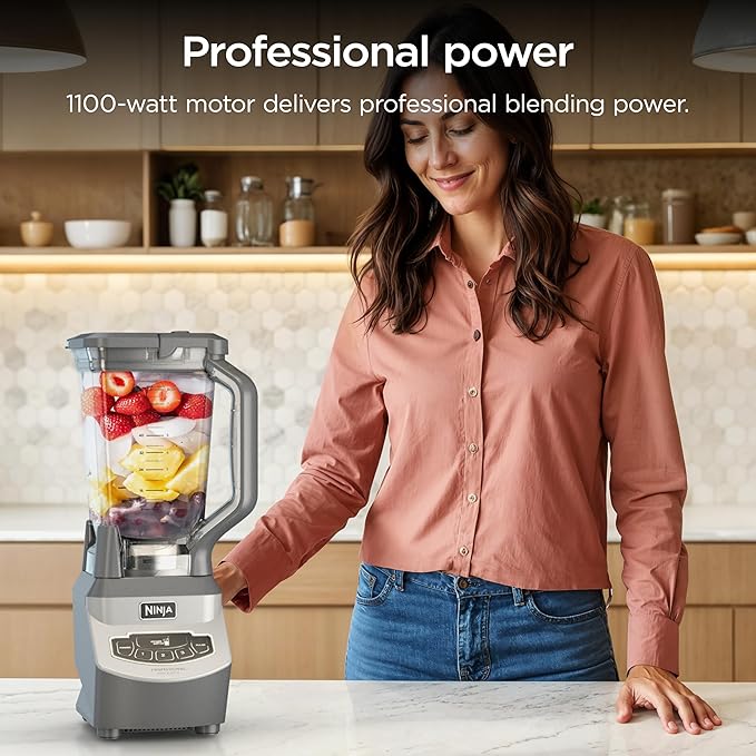 Ninja BL660 Professional Compact Smoothie &amp Food Processing Blender 1100-Watts 3 Functions -for Frozen Drinks Smoothies Sauces &amp More 72-oz.* Pitcher (2) 16-oz. To-Go Cups &amp Spout L
