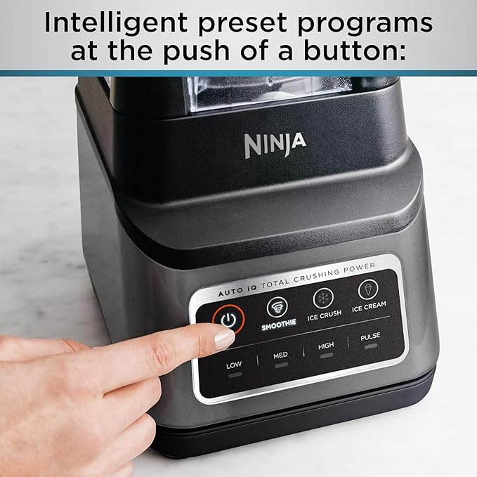 Ninja Professional Plus Blender | Max Power Smoothie Blender Ice Cream Maker Frozen Drink Mixer &amp Margarita Machine | 3 Auto IQ™ Presets 1400 W 72oz Total Crushing Pitcher | Dark Grey BN701