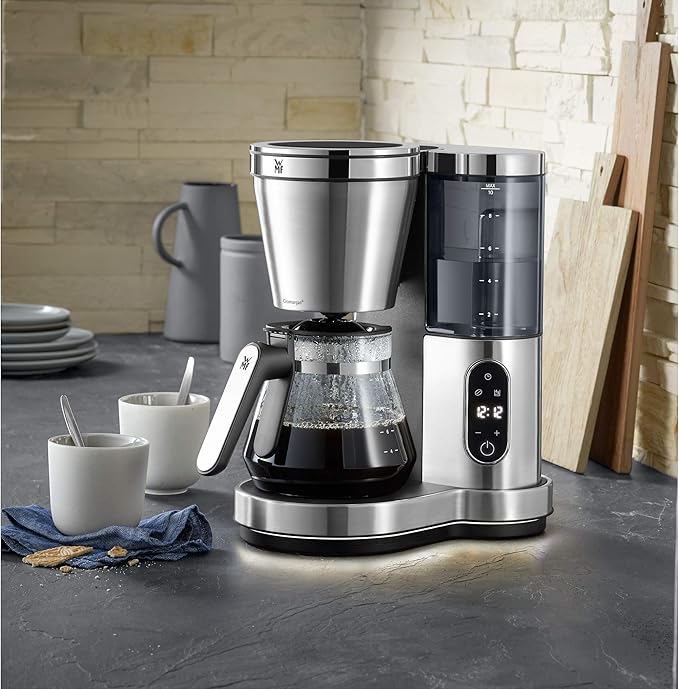 WMF Lumero Filter Coffee Machine Electric Coffee Pot with Glass Carafe Filter Coffee 10 Cups Timer Function Heating Plate Removable Water Tank Auto Shut-Off 1000W