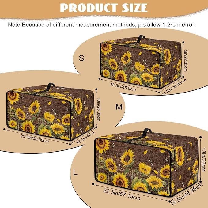 Rectangular Toaster Oven Cover Stain Resistant Washable Appliance Cover with Side Pockets Neat Storage and Protection for Kitchen Appliances Sunflower Wood Board