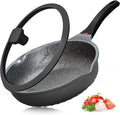 Vinchef Nonstick Skillet with Lid 12.5In Aluminum Deep Frying/Saute Pan with Lid and Heat Indicator Anti Scratch and Anti Stain Induction Compatible