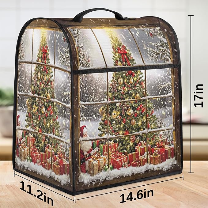 cfpolar Kitchen Aid Mixer Cover Compatible with 6-8 Quarts Christmas Tree Santa Claus Stand Mixer Cover Kitchen Aid Mixers Accessories Appliance Organizer Bag Dust Covers with Zipper Pocket