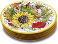 Italian Ceramic dinnerware set - Hand Painted kitchen Pasta Bowls sets for 4 - Made in ITALY Tuscany - Italian Pottery dinner plates - Home Decor Sunflower Poppies Ceramics dishes set - Service For 4