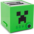 Minecraft Green Creeper 2-Slice Toaster For Bagels Waffles and Breads | Features 6 Settings With Defrost Option | Imprints Creeper Symbol On Bread