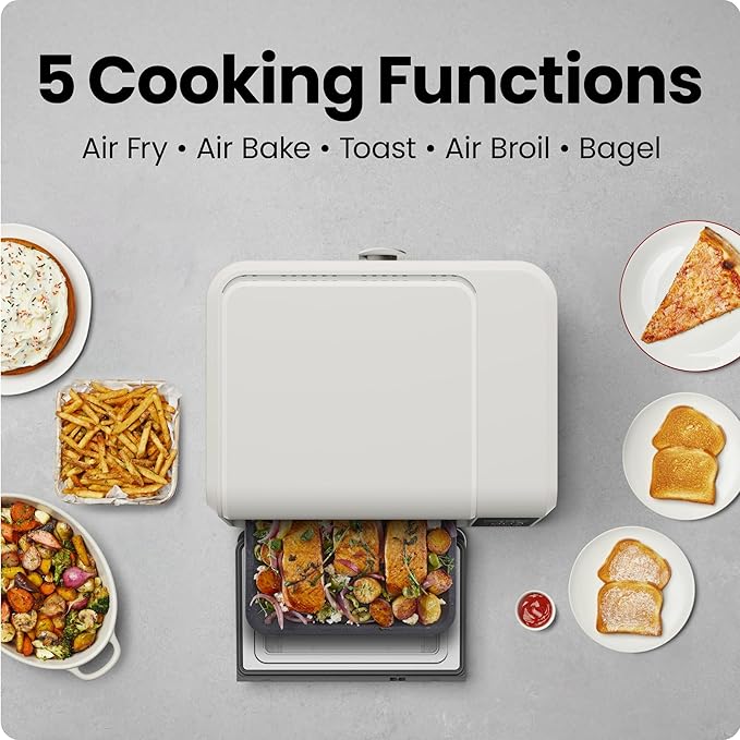 Chefman Air Fryer Toaster Oven Combo Countertop Oven for Quick &amp Healthy Meals Bake Broil Air Fry Toast and Bagel Functions 450°F Max Temp 4 Slice Toaster Oven Air Fryer Combo – Ivory