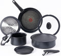 T-fal Ingenio Expertise Non Stick Cookware Set 10 Piece Induction Oven Broiler Safe 500F Stackable Cookware Pots and Pans Set RV Camping Frying Pans Dishwasher Safe Detachable HandleBlack