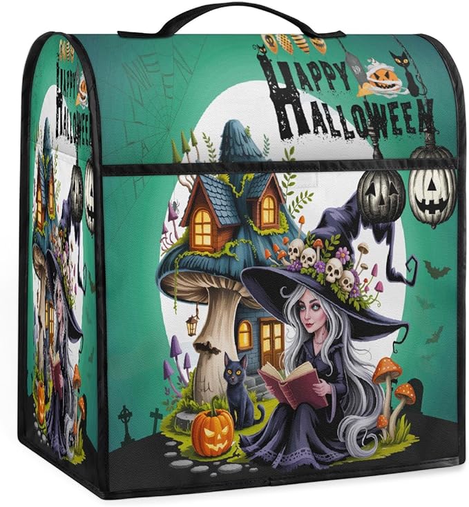 cfpolar Kitchen Aid Mixer Cover Compatible with 6-8 Quarts Halloween Witch House Stand Mixer Cover Kitchen Aid Mixers Accessories Appliance Organizer Bag Dust Covers with Zipper Pocket