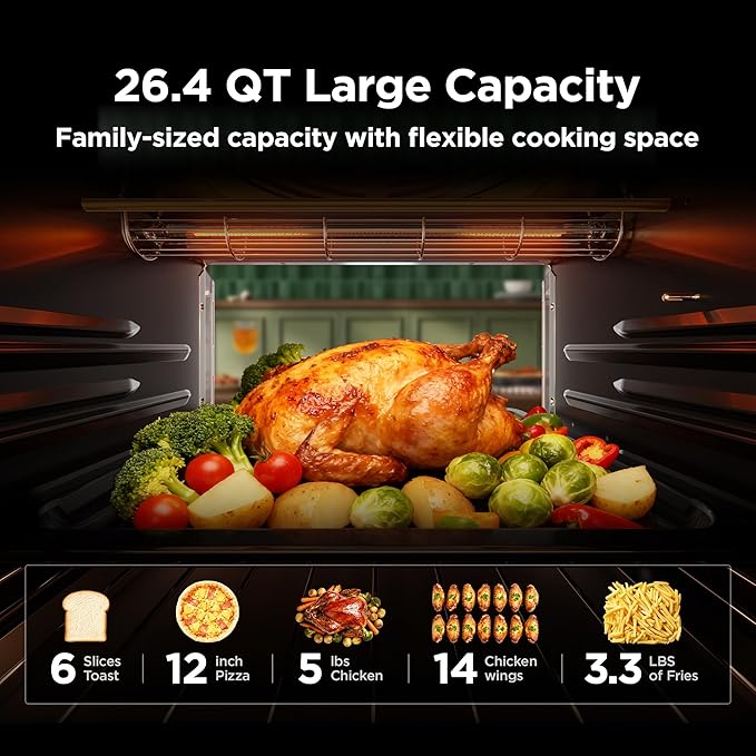 Midea Flexify Pro 10+4 Toaster Oven Air Fryer Combo Graphene Juicy-Lock Cooking French Door Countertop Oven 450°F Flash Air Fry 26.4 QT Stainless Steel