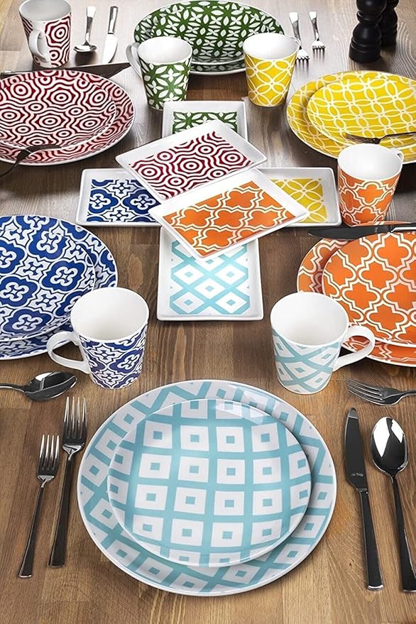 Casablanca 24 Pcs Porcelain Dinnerware Set for 6 Persons - Dishwasher safe