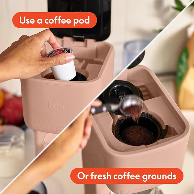 Single Serve Coffee Maker Pods Ground Coffee Compatible | Brew 6-14 oz Cups with Adjustable Drip Tray | One-Touch Auto Shut-Off | Compact Personal Coffee Brewer | Pink Blossom Design