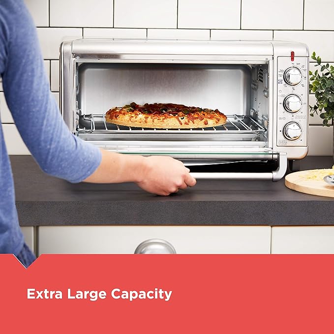 BLACK+DECKER Crisp 'N Bake Air Fry Countertop Convection Toaster Oven XL Capacity 8-Slice 5-in-1 Fits 9” x 13” pan12” Pizza 60-Min Timer Bake Broil Air Fry Toast Keep Warm Stainless Steel