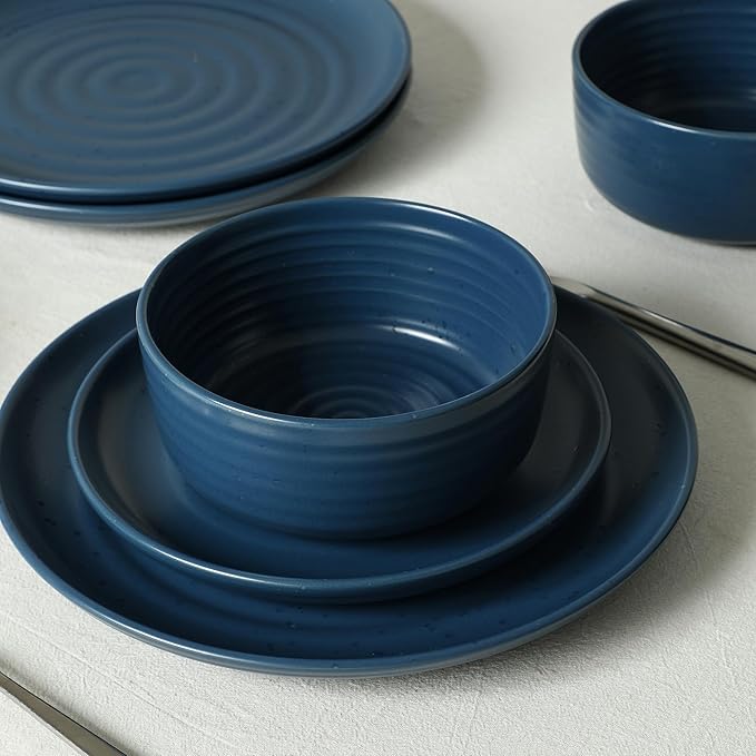Earth &amp Clay Ion 12-Piece Dinnerware Set Stoneware Blue