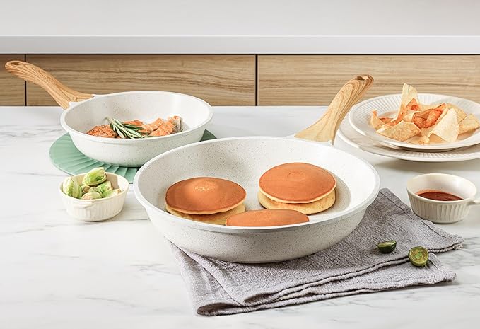 SENSARTE Nonstick Ceramic Cookware Set 13-Piece Non-toxic Pots and Pans Set Healthy Kitchen Cooking Set with Stay-Cool Handles Silicone Tools and Pot Protectors PFAS Free