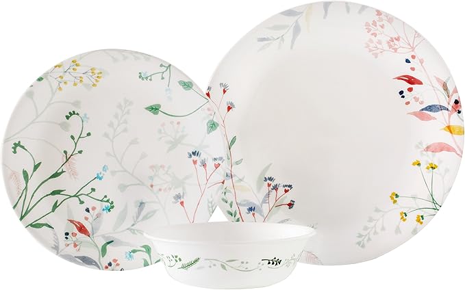 Corelle Monteverde Chip and Break Resistant Dinner Set for 4 Person Multi-Colour 12-Piece