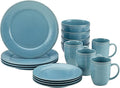 Rachael Ray Cucina Dinnerware 16-Piece Stoneware Dinnerware Set Agave Blue
