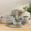 TheTerra Ceramic Dinnerware Sets for 6 18 Pieces Porcelain Lightweight Plates and Bowls Sets Scratch Resistant Dish Set Oven &amp Microwave &amp Dishwasher Safe Desert Sage