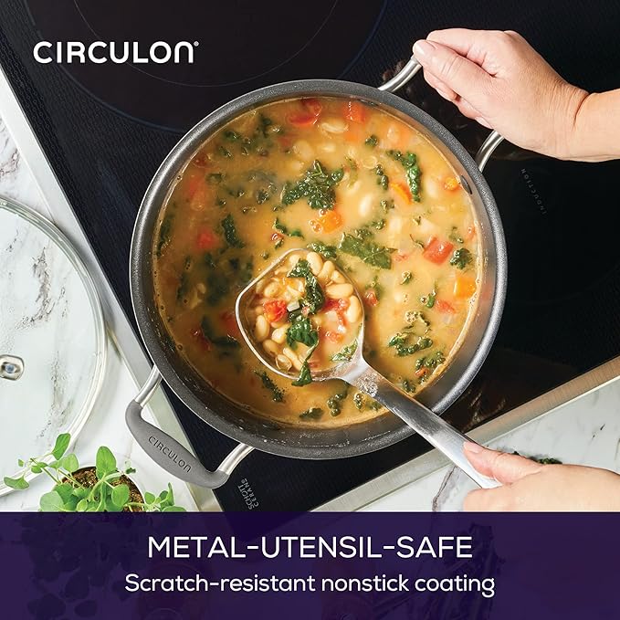 Circulon A1 Series with ScratchDefense Technology Nonstick Induction Stockpot with Lid 8 Quart Graphite