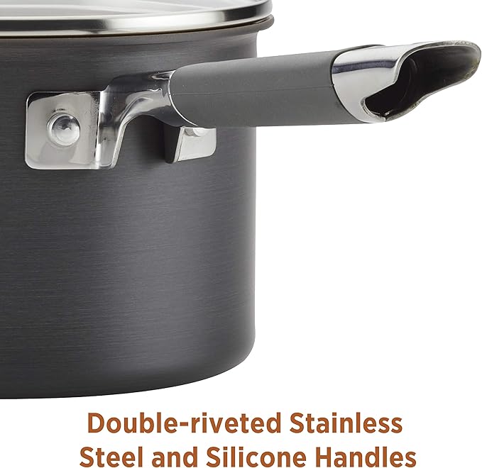 Farberware 80183 Glide Pro Hard Anodized Ceramic Nonstick Cookware Pots and Pans Set 11 Piece Gray