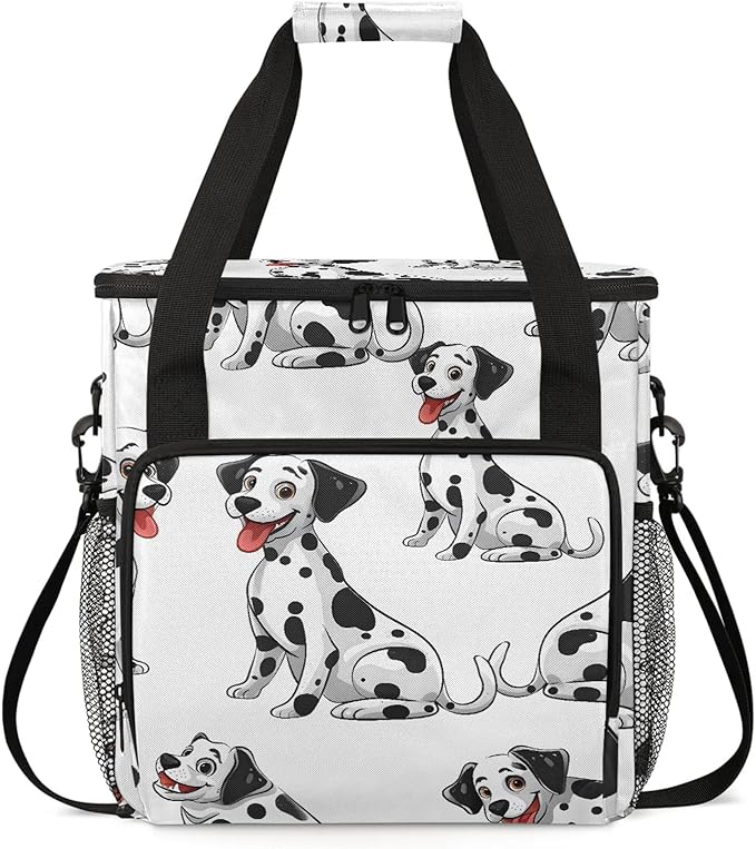 Cute Dalmatian Dog Coffee Maker Carring Bag Large Insulated Storage Organizer Case Tote Bags with Shoulder Strap for Travel Work Picnic