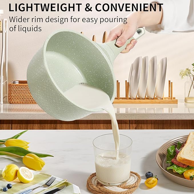 Non stick Frying Pans with Lid 11 in + Sauce pan set 4 Pcs 1.5Qt &amp 2.0Qt SaucePan Set with Lid