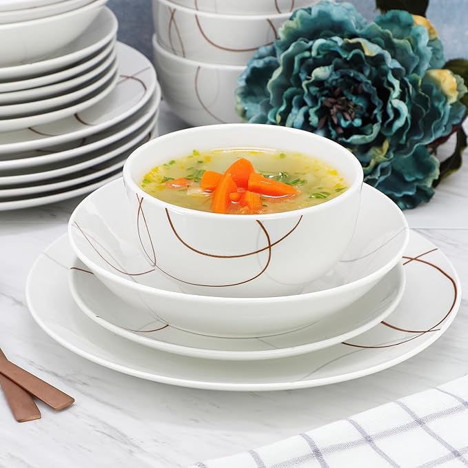 Elama Sydney 16 Piece Porcelain Double Bowl Dinnerware Set Service for 4