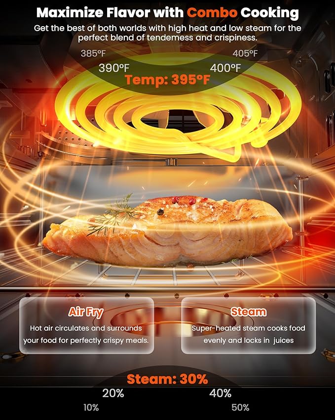 Nuwave Combi Steam Oven Non-Toxic Stainless Steel Multi-Cooker with Air Fry Sous Vide Toast &amp More 50-450°F Precision 120 Presets Moisture Control Programmable Easy to Clean 16 quarts