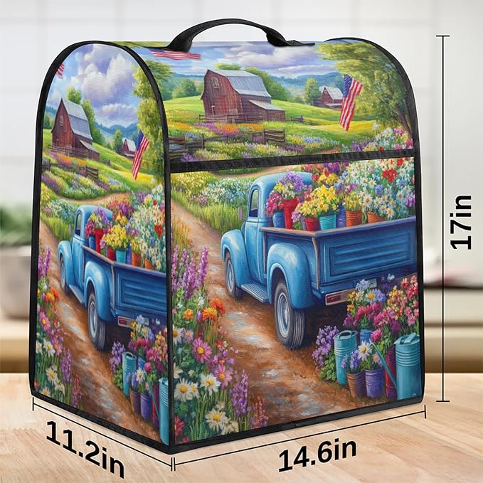 cfpolar Kitchen Aid Mixer Cover Compatible with 6-8 Quarts Spring Flower American Banner Stand Mixer Cover Kitchen Aid Mixers Accessories Appliance Organizer Bag Dust Covers with Zipper Pocket