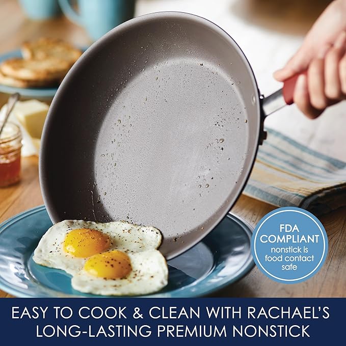 Rachael Ray - 87630 Rachael Ray Cucina Hard Anodized Nonstick Cookware Pots and Pans Set 12 Piece Gray with Red Handles