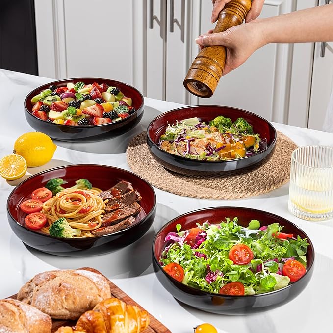 LERATIO Ceramic Dinnerware Sets for 6Stoneware Coupe Plates and Bowls SetsHighly Chip and Crack Resistant | Dishwasher &amp Microwave &amp Oven Safe Dishes setReactive Glaze Dinnerware- Service f