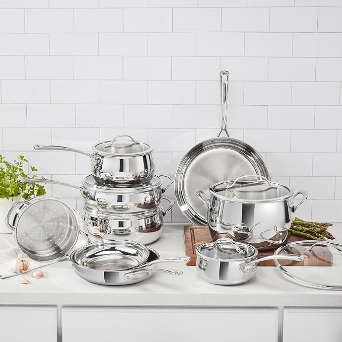 Cuisinart 15 Piece PureClad Triple-Ply Stainless Steel Cookware Set PCST-15